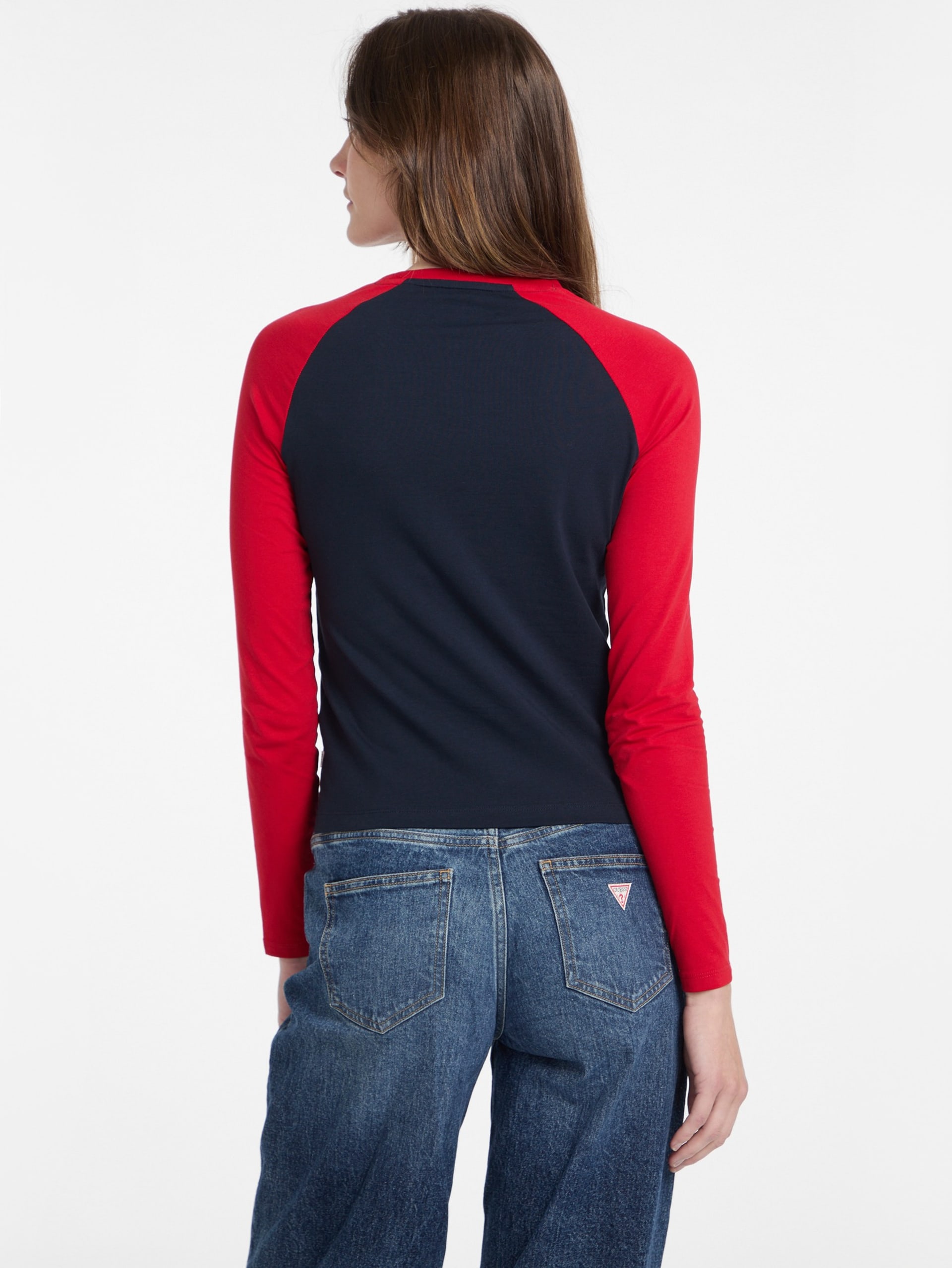 Camiseta raglan de gola redonda