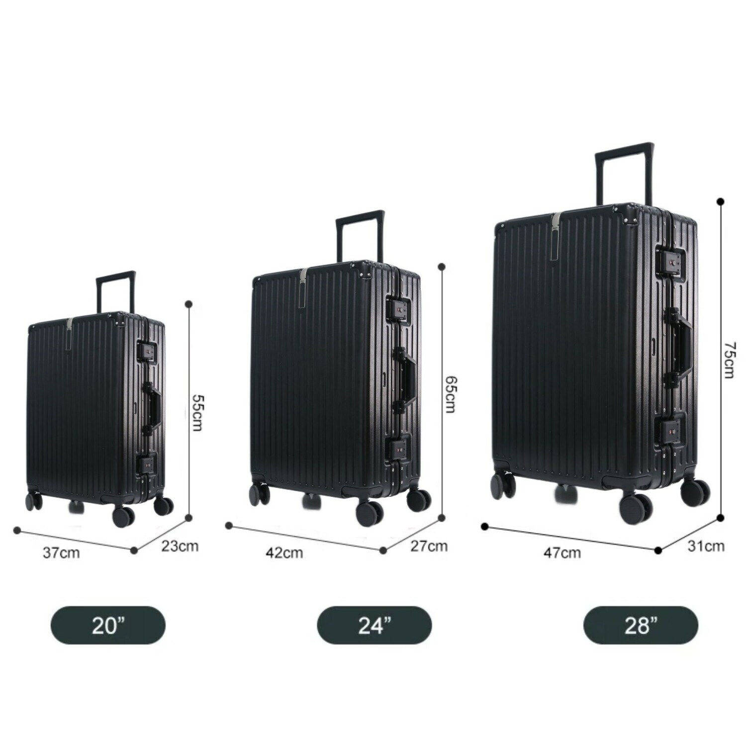 Aluminium Rahmen Reisekoffer Koffer 3 tlg Trolley Kofferset