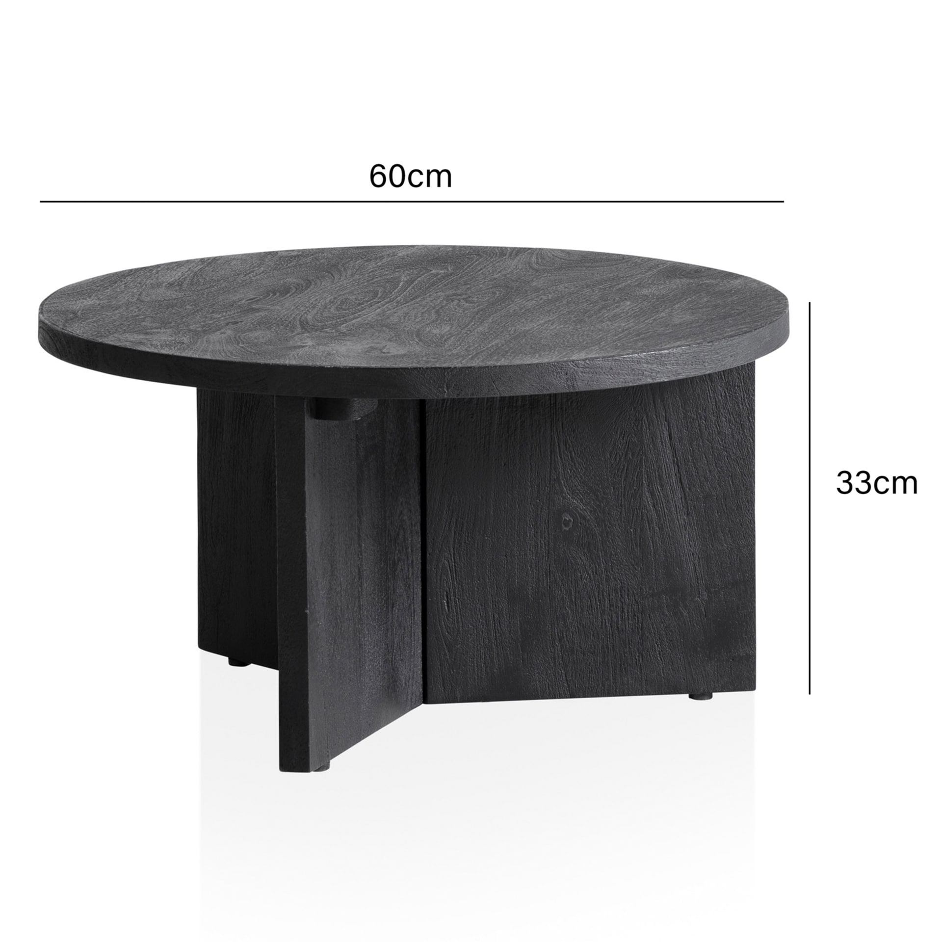 Couchtisch 60 cm Mango massiv Schwarz