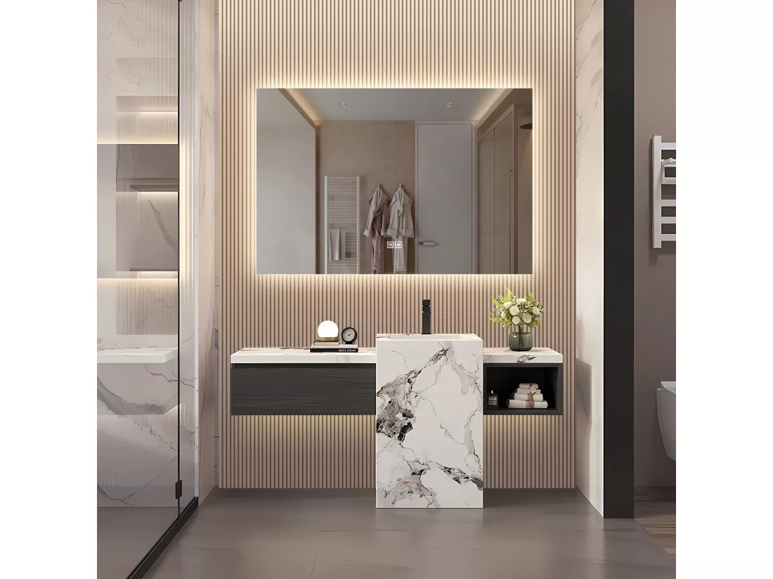 Miroir Salle de Bain avec Éclairage - 80 x 120 cm - Miroir LED Salle de Bain - avec Anti-buée et 3 Couleur Changeable