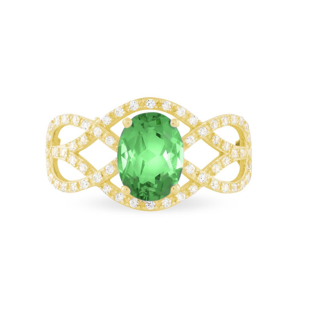 Bague Tina Or Jaune Emeraude Et Diamant