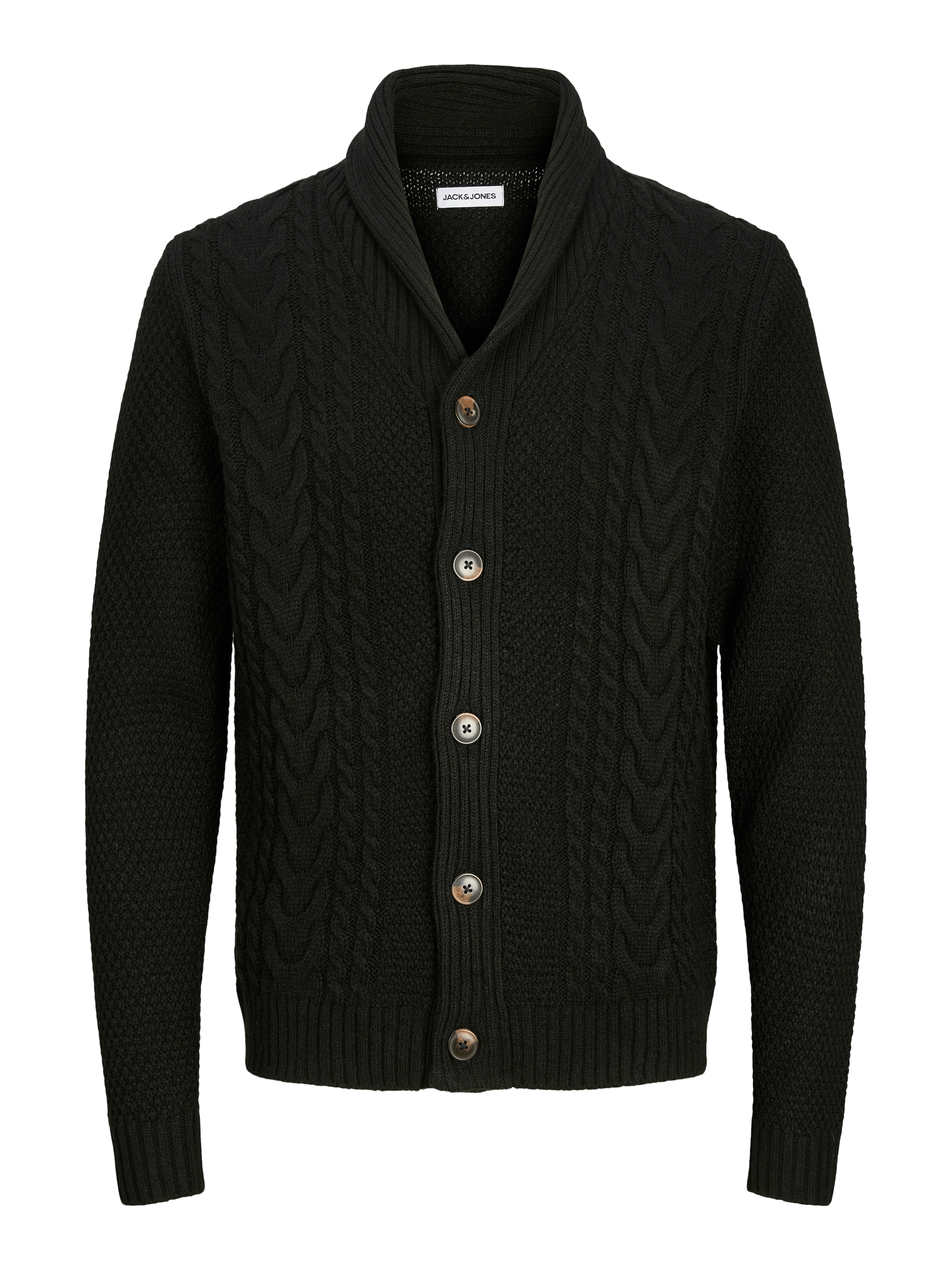 Jack & Jones Strickjacke »JJCRAIG KNIT SHAWL NECK AW24« mit Schalkragen und Zopfmuster
