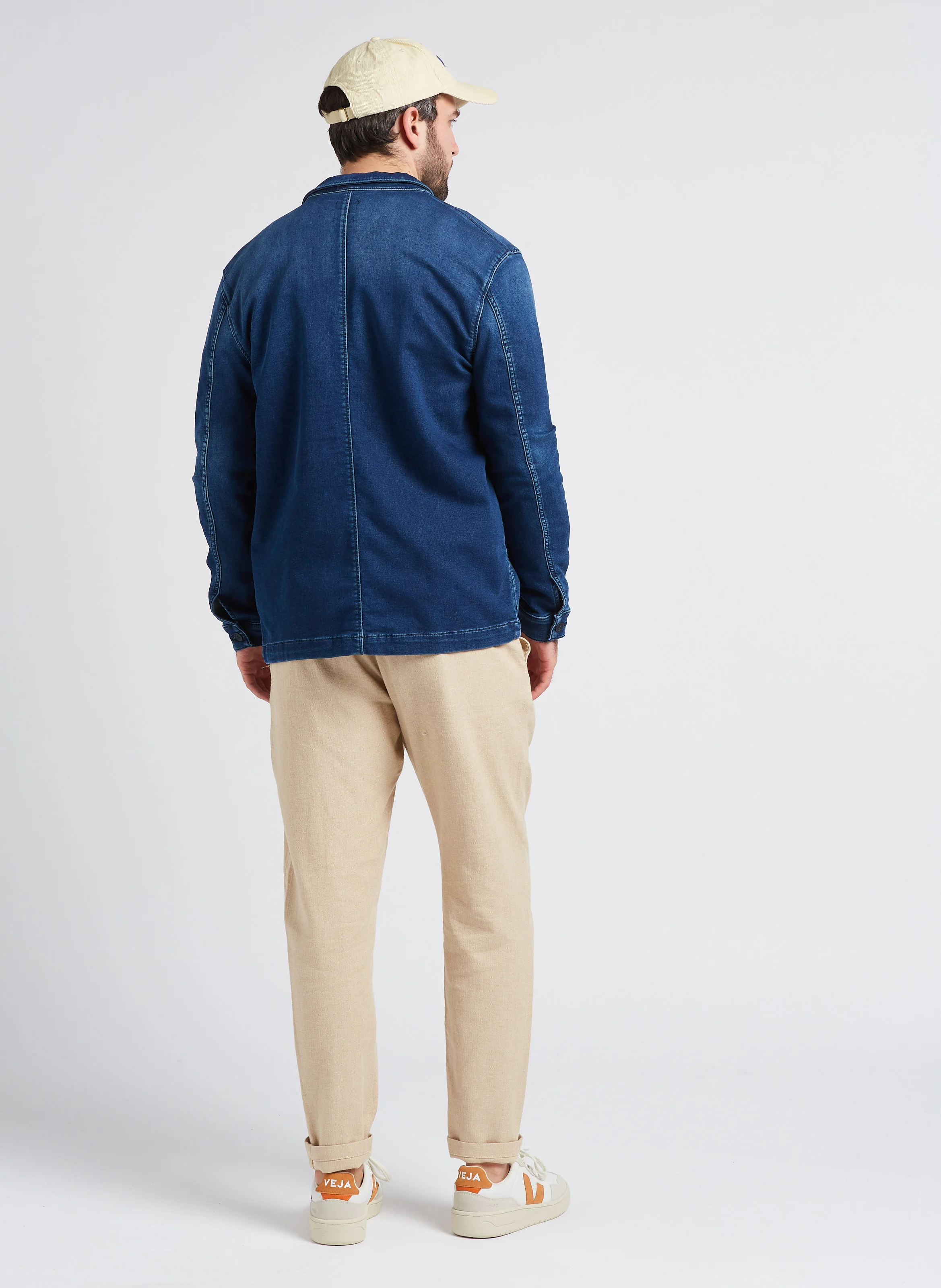 Pantalon droit en coton bio mélangé| Beige