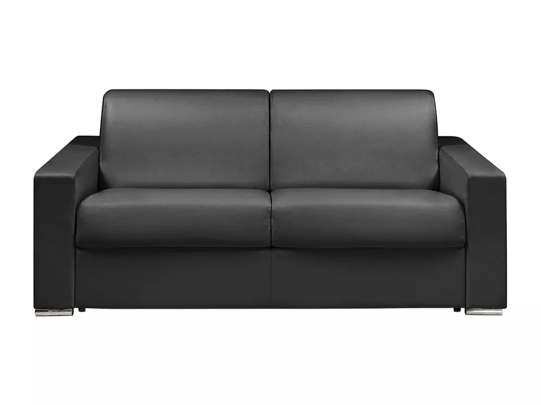Canapé 3 places convertible express en simili noir - Couchage 140 cm - Matelas 16 cm avec mousse à mémoire de forme CALITO