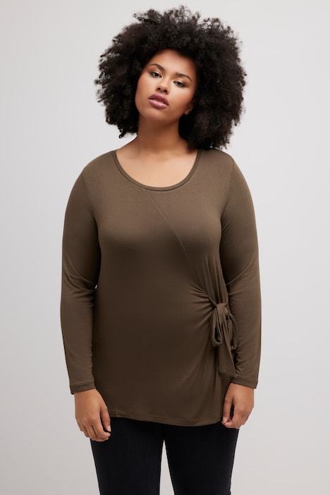 Shirt, Zierknoten, Classic, V-Ausschnitt, Langarm