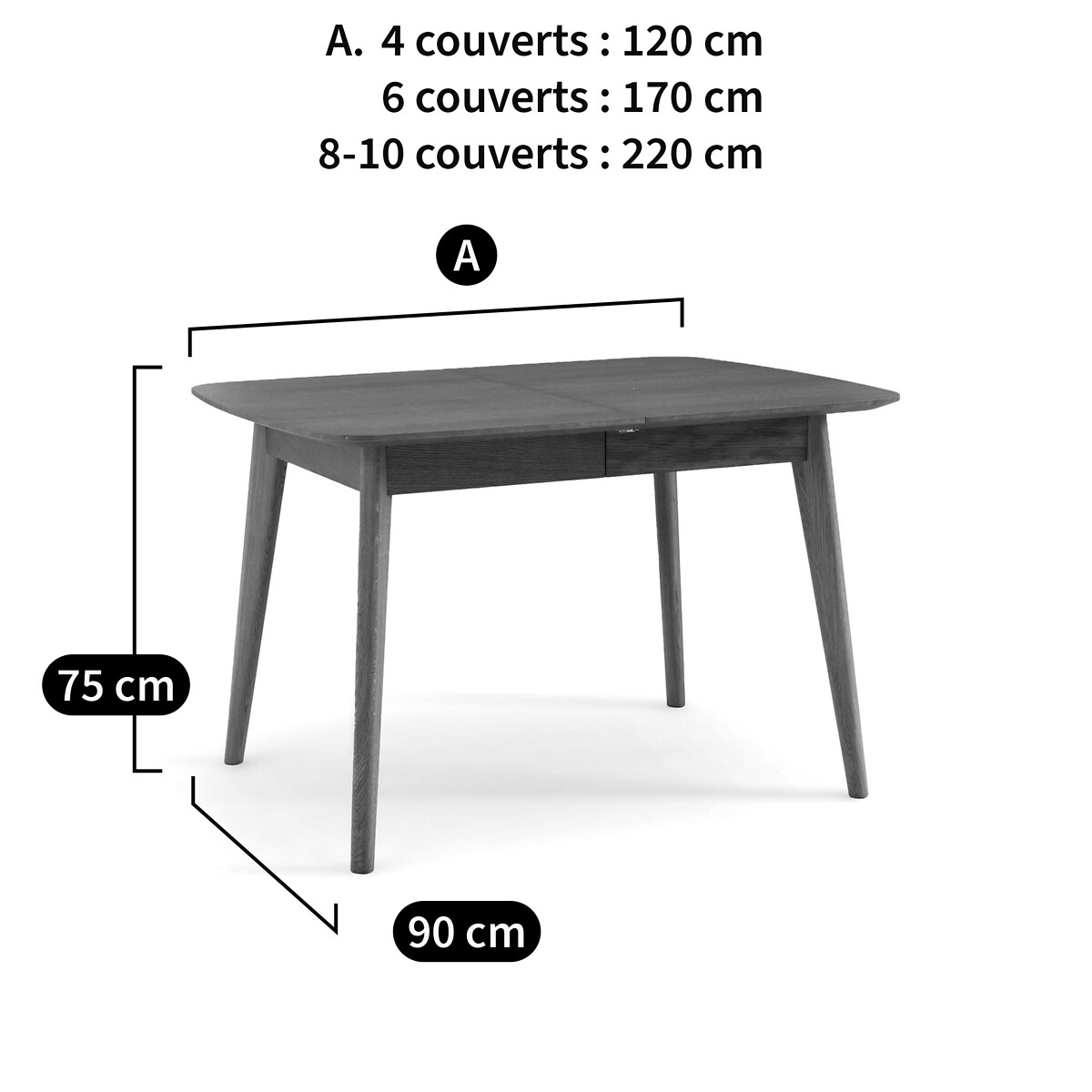 LA REDOUTE INTERIEURS<br>Mesa evolutiva, 4 a 10 pessoas, Aramis
