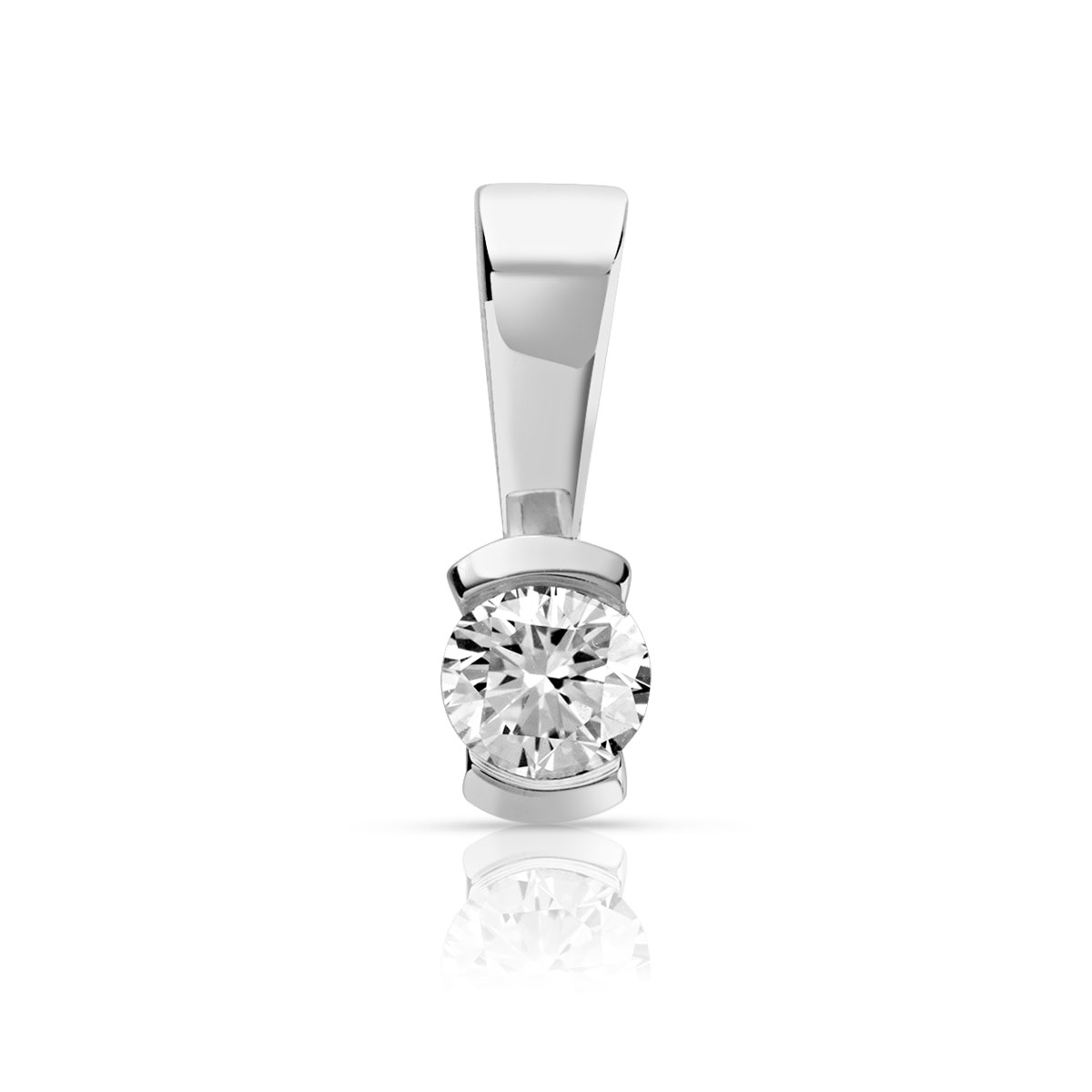 Pendentif or blanc 750 diamant 0.20 carat H/P1