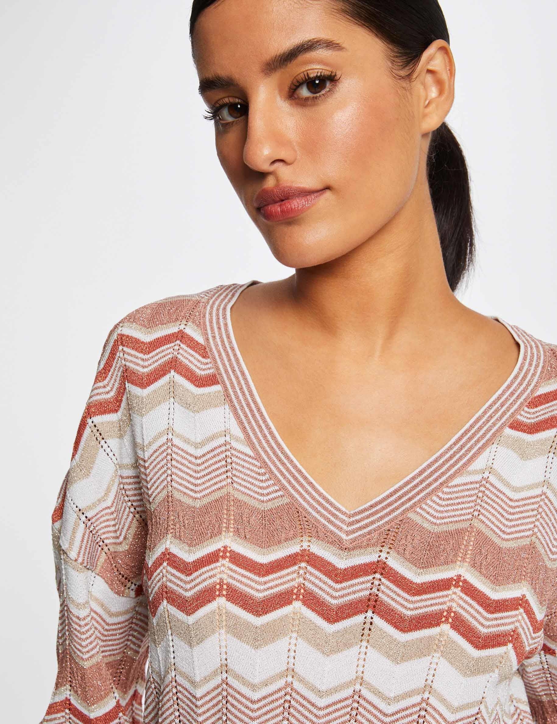Pull manches longues imprimé chevron vieux rose femme - vieux_rose