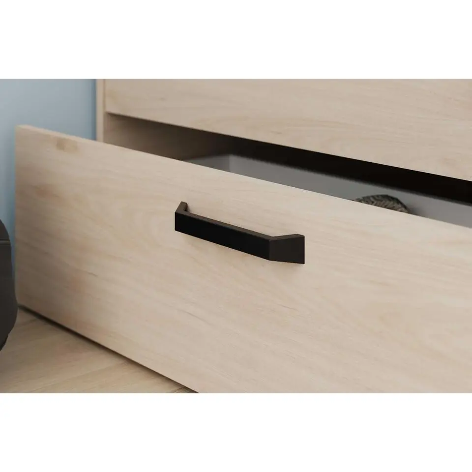 Kinderbed Achiel - 120x200/190cm - met opbergruimte - eikdecor/zwart