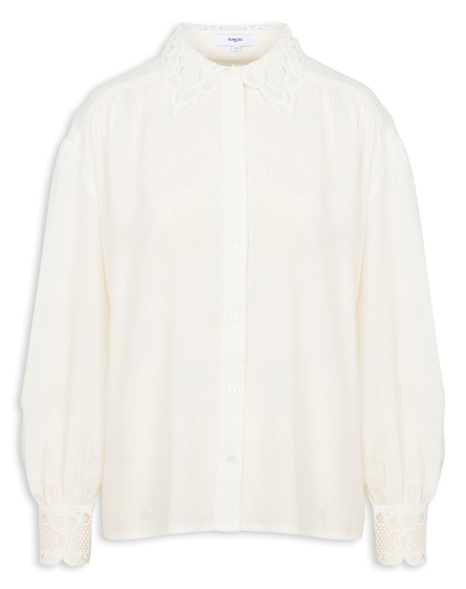LEYLA - Chemise droite à dentelle| Blanc