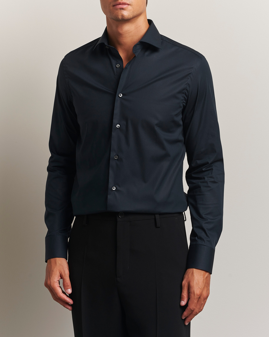 Canali Slim Fit Cotton/Stretch Shirt Navy