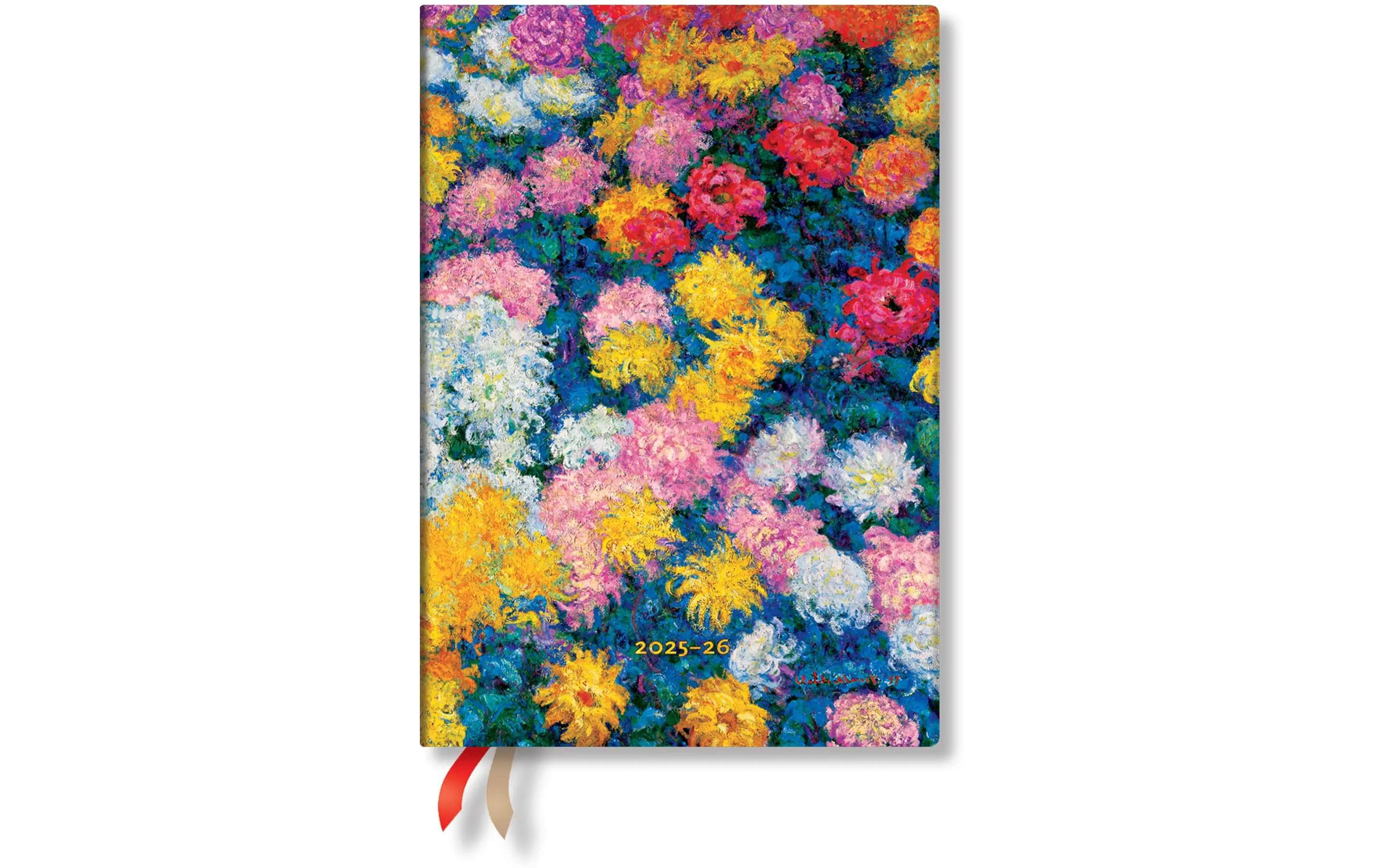 Wochenagenda Midi Chrysanthemen Juli 25-Dez 26, horizontalMidi 18-Monatskalender mit 208 Blatt