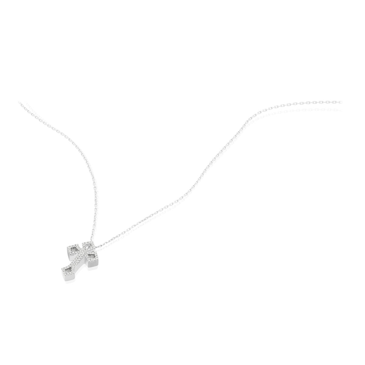 Collier MATY Or 375 blanc Diamants 42 cm