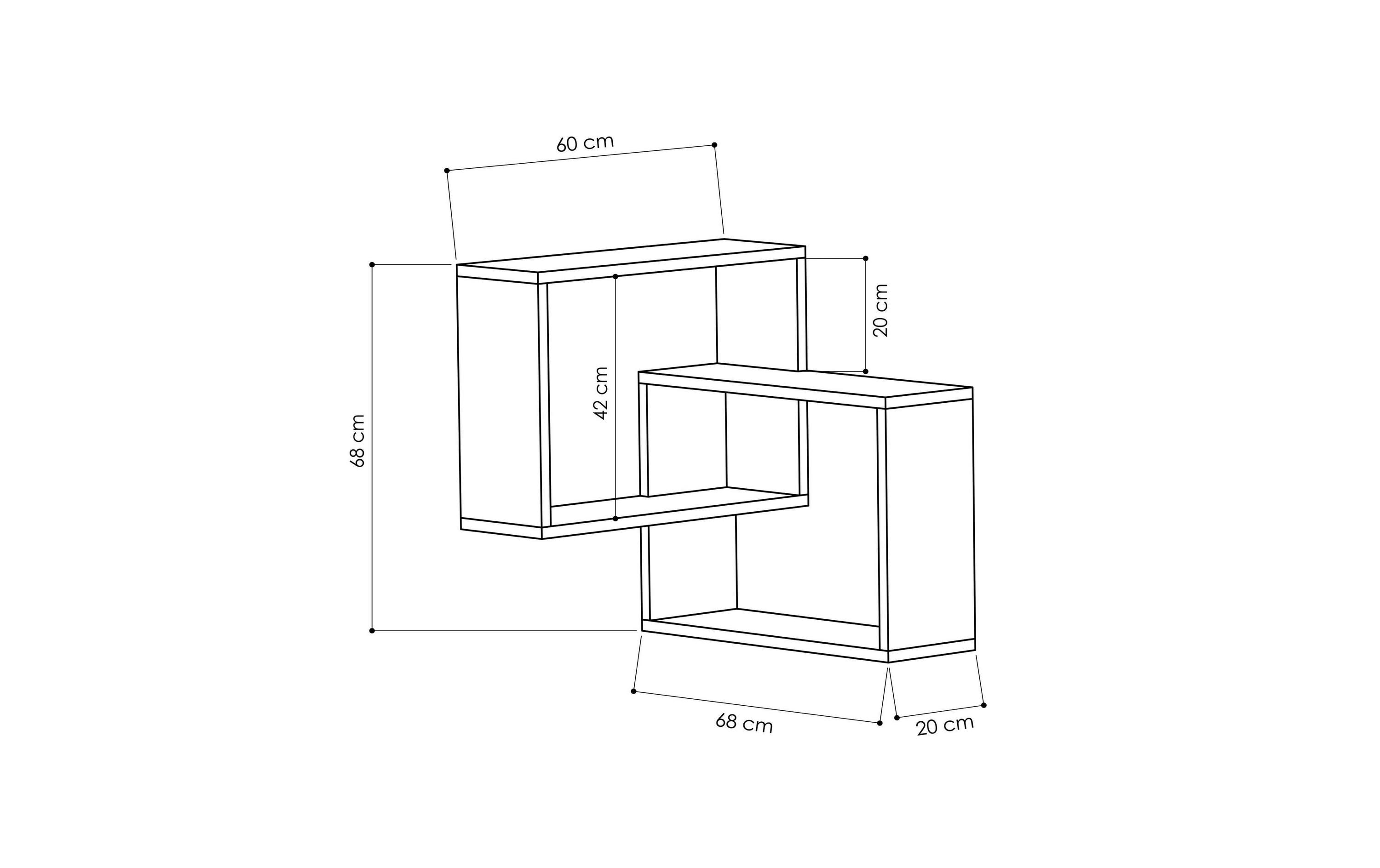 Wandregal Ring 68 x 68 x 60 cm, EicheRegal