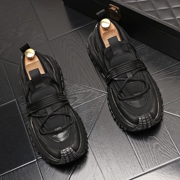 Mr Ozera - Platform Plain Lace Up Sneakers