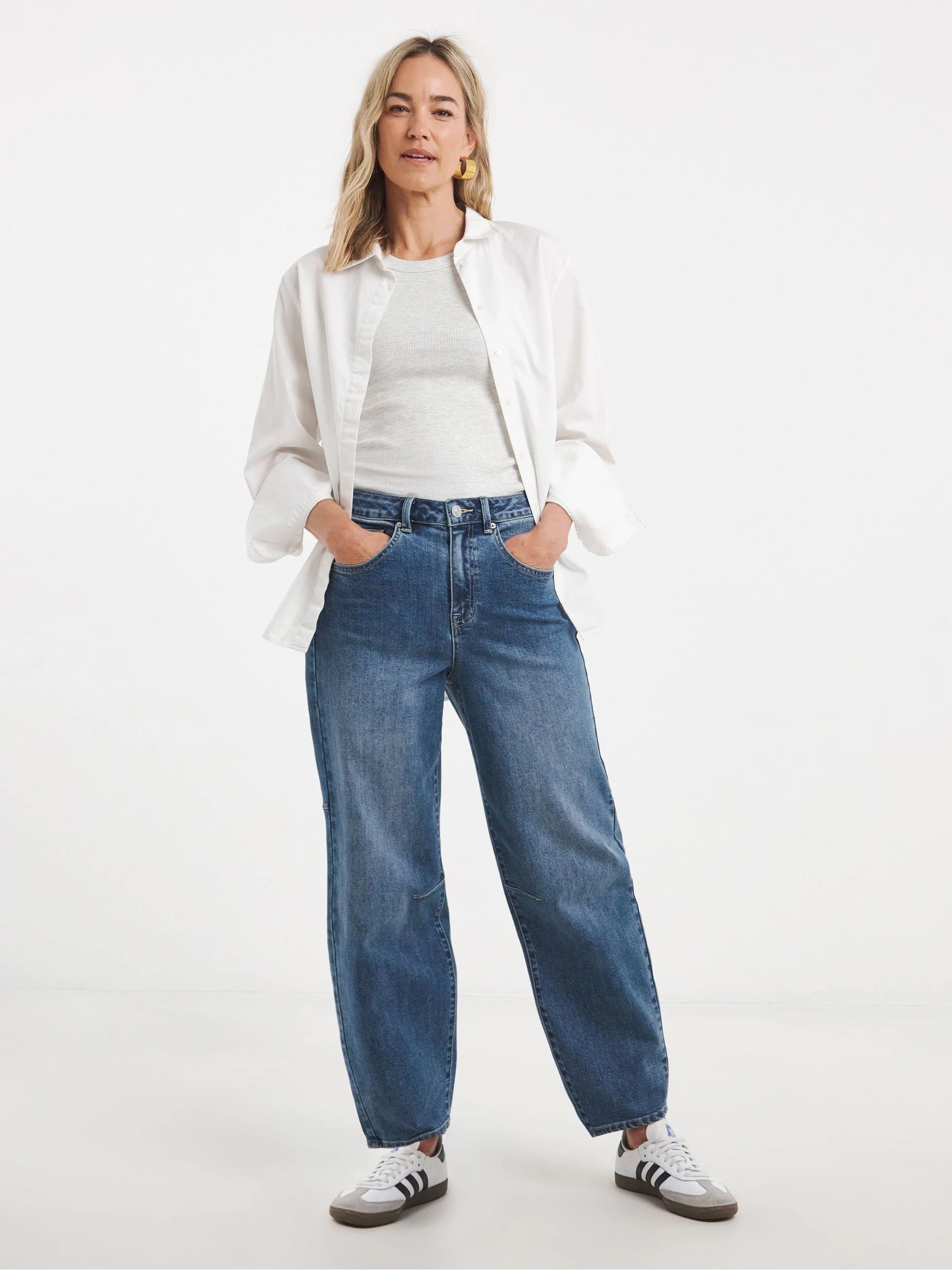 Blauw - JD Williams Authentic Barrel Leg Jeans