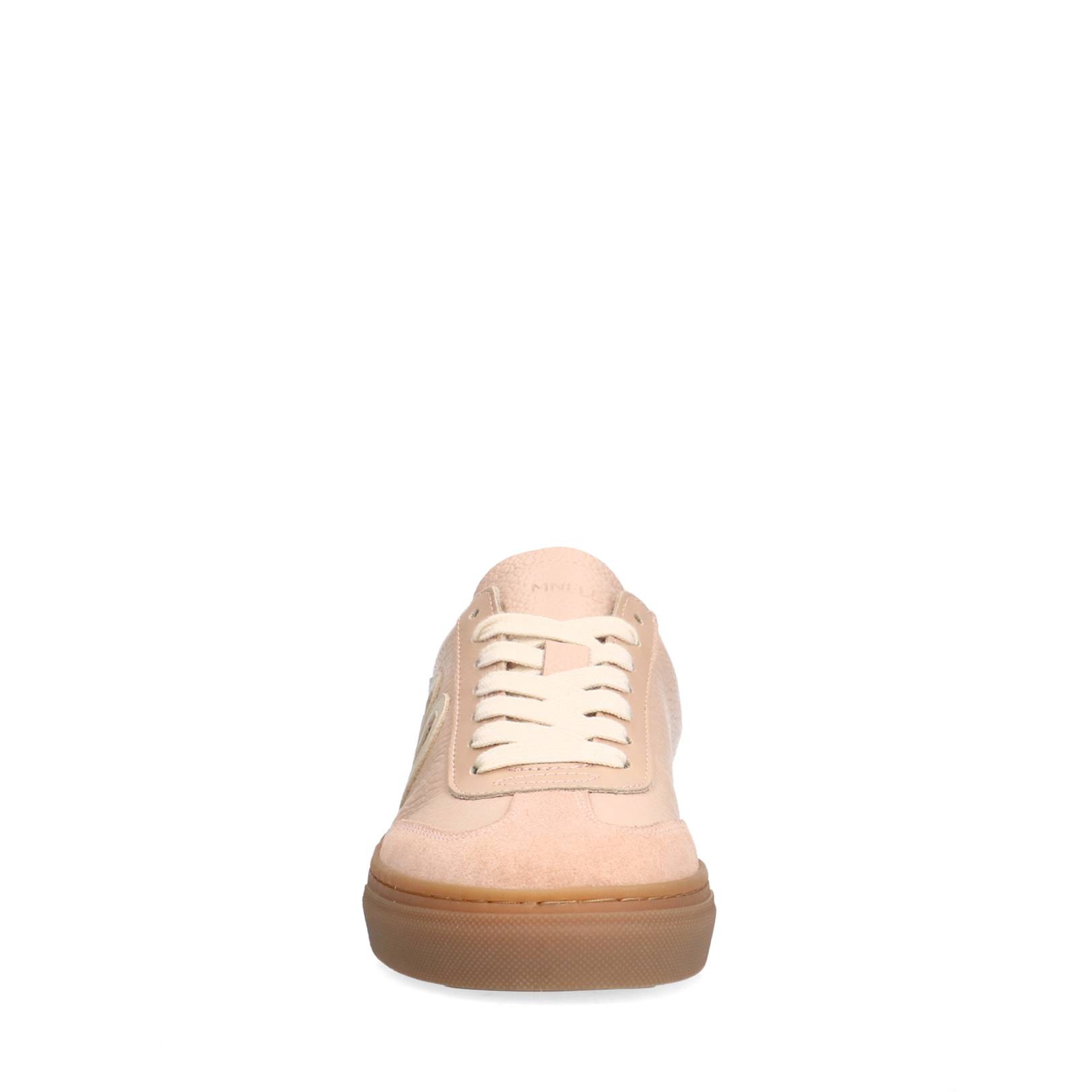 Roze leren sneakers met suède details