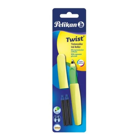 Pelikan Twist® Roller Twist, Neon Gelb, universell für Rechts- und Linkahänder, Bisterkarte