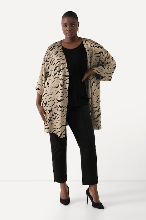 Easy-Going-Jacke, A-Linie, V-Ausschnitt, 3/4-Arm