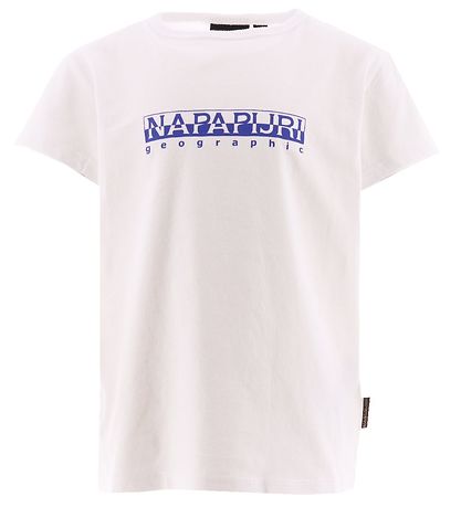 Napapijri T-Shirt - Bright White m. Blau