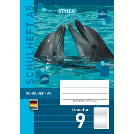 Stylex Schulheft Delphine DIN A5, Lineatur 9, liniert ohne Rand