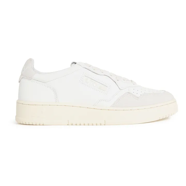 Autry Baskets Open Mid Cuir/Suede | Blanc