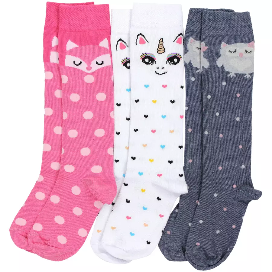 TupTam Mädchen Knielange Socken Gemustert 3er Pack rosaweiß