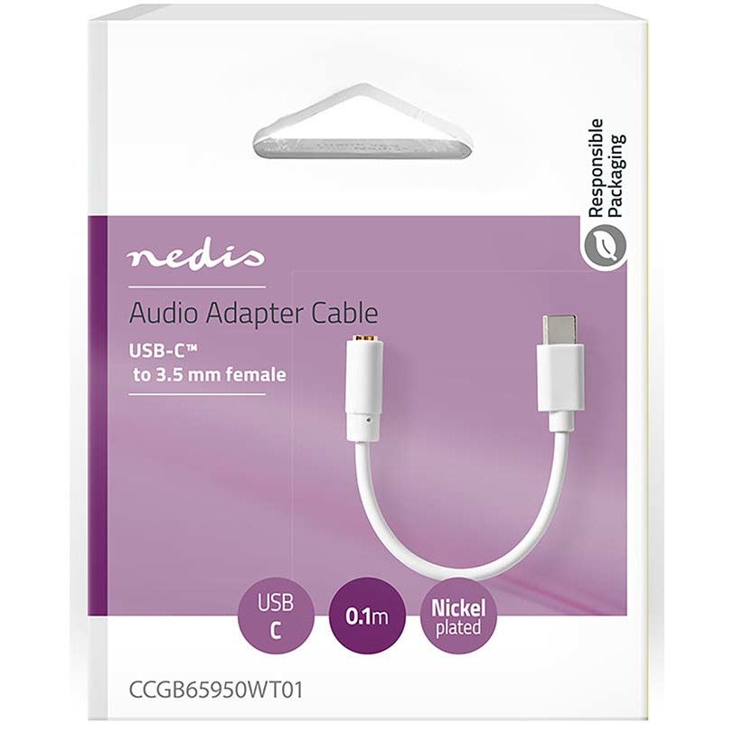Nedis CCGB65950WT01 USB adapter USB-C male naar 3.5mm jack female 0.1m