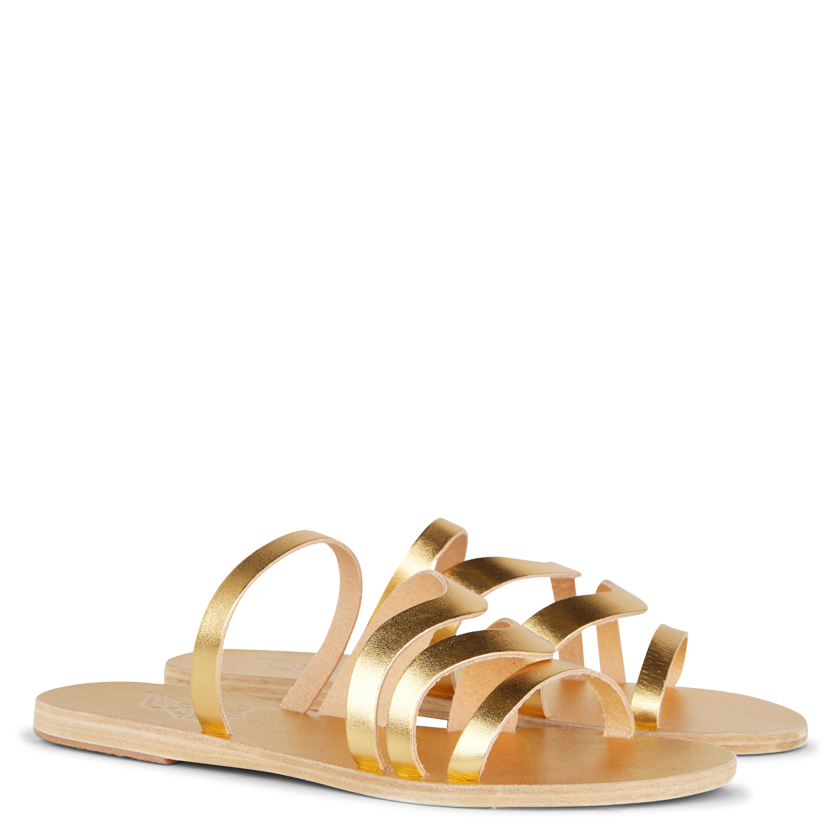 CARYAE - Sandales plates en cuir| Doré