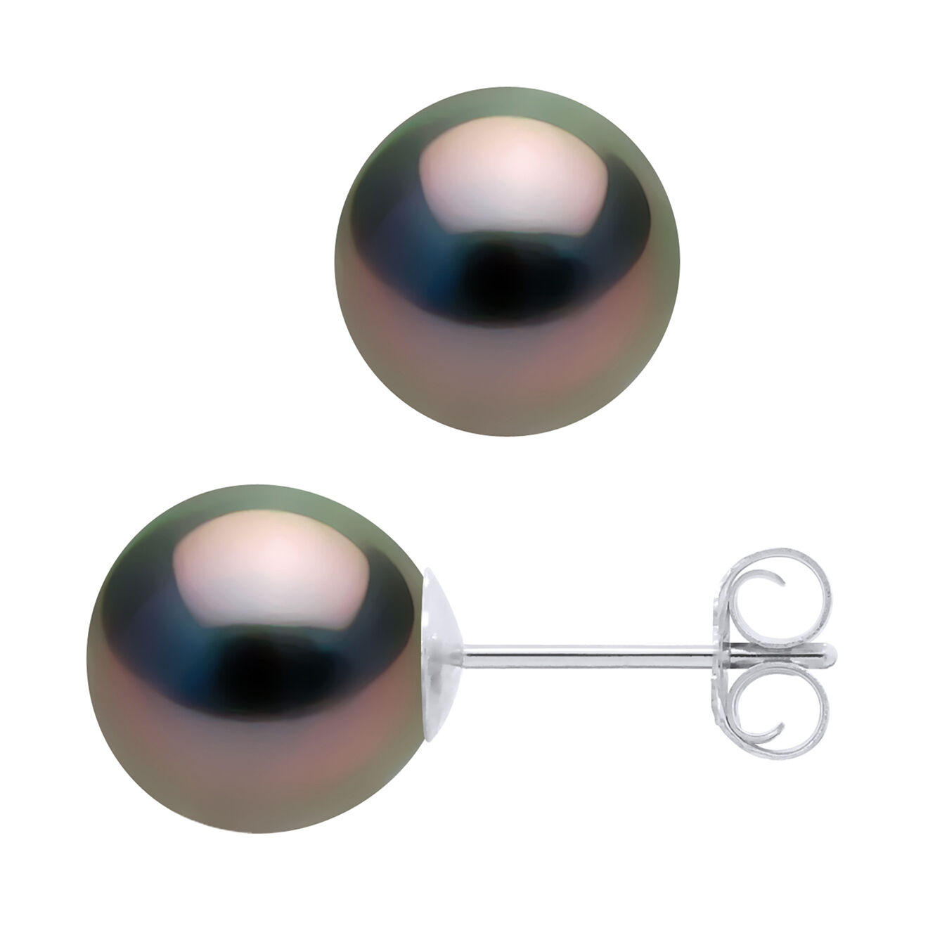 Pearl Addict Boucles d'oreilles Rhoda Or Blanc & Perles de Tahiti gris/vert