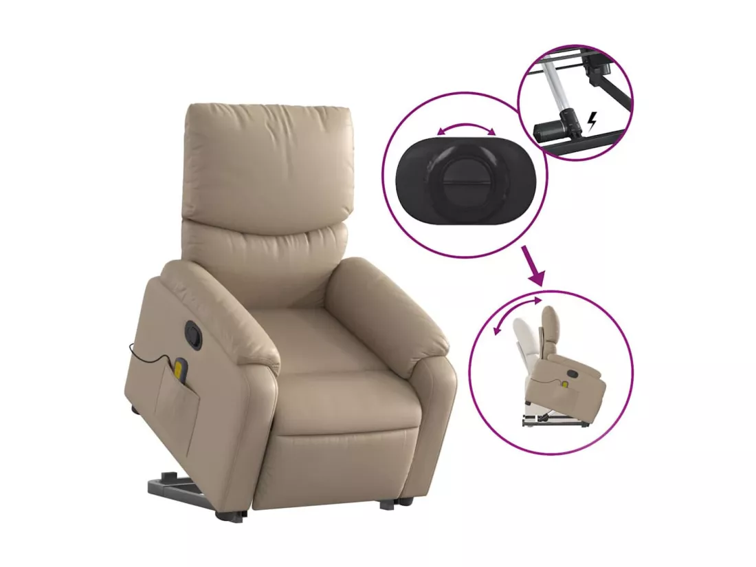 Fauteuil inclinable massant Cappuccino Similicuir