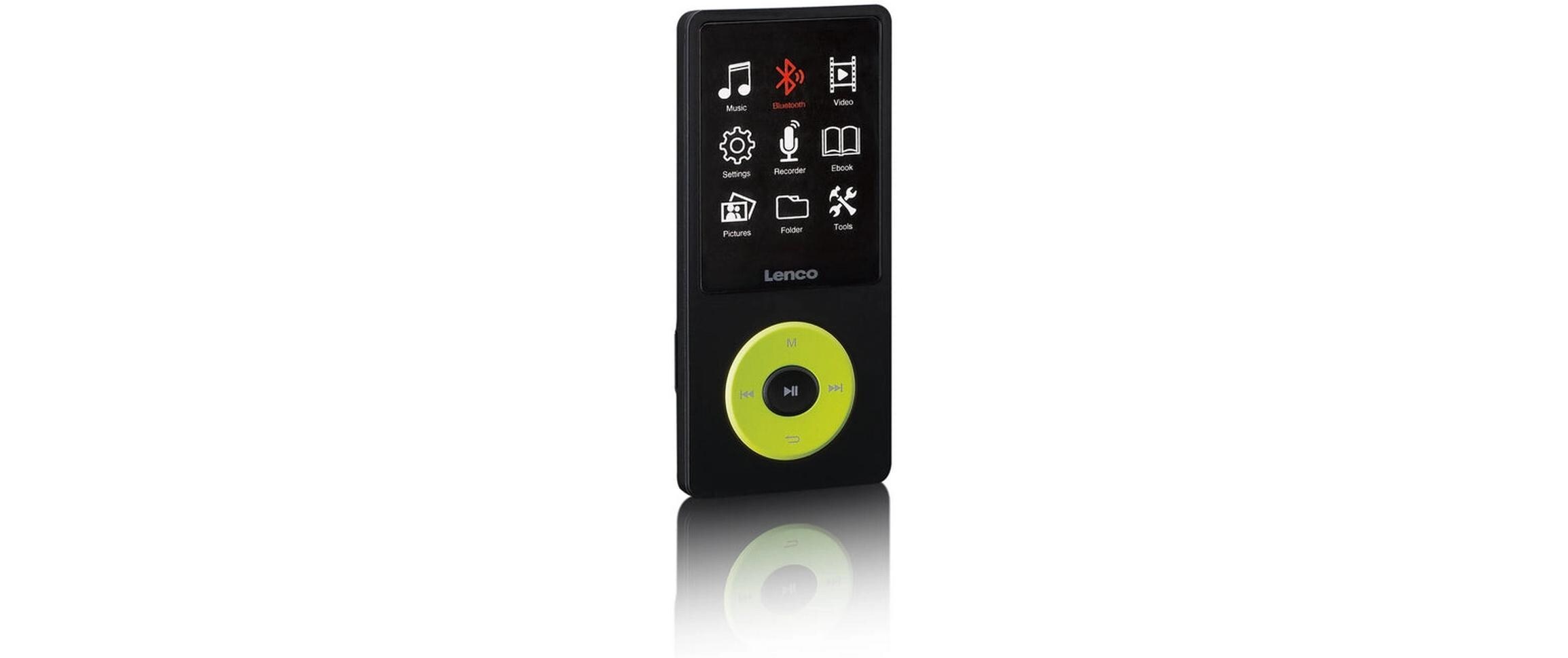 MP3 Player Xemio-860 Neongrün; SchwarzMP3-Player mit Bluetooth und 8 GB internem Speicher