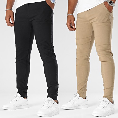Lot De 2 Pantalons Chino Noir Camel