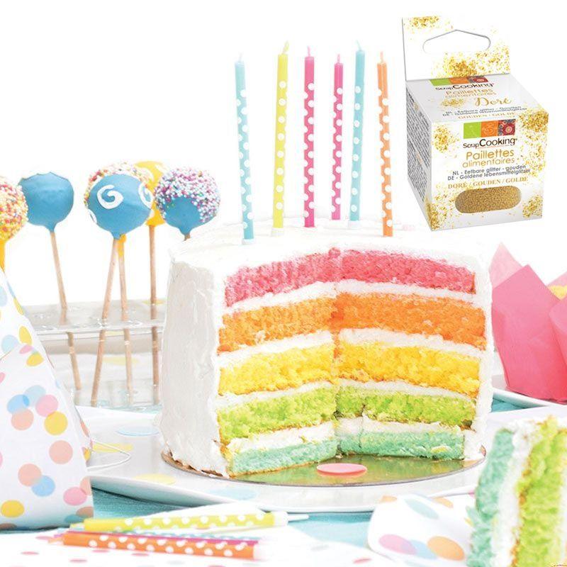 Kit Rainbow Cake + paillettes dorées Scrapcooking