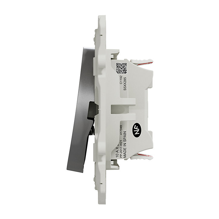 Interrupteur va-et-vient + poussoir Schneider Electric Odace aluminium
