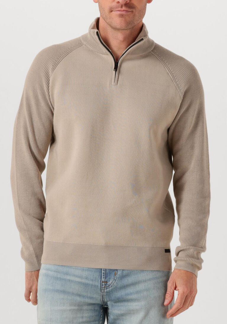 beige genti trui turtle zip
