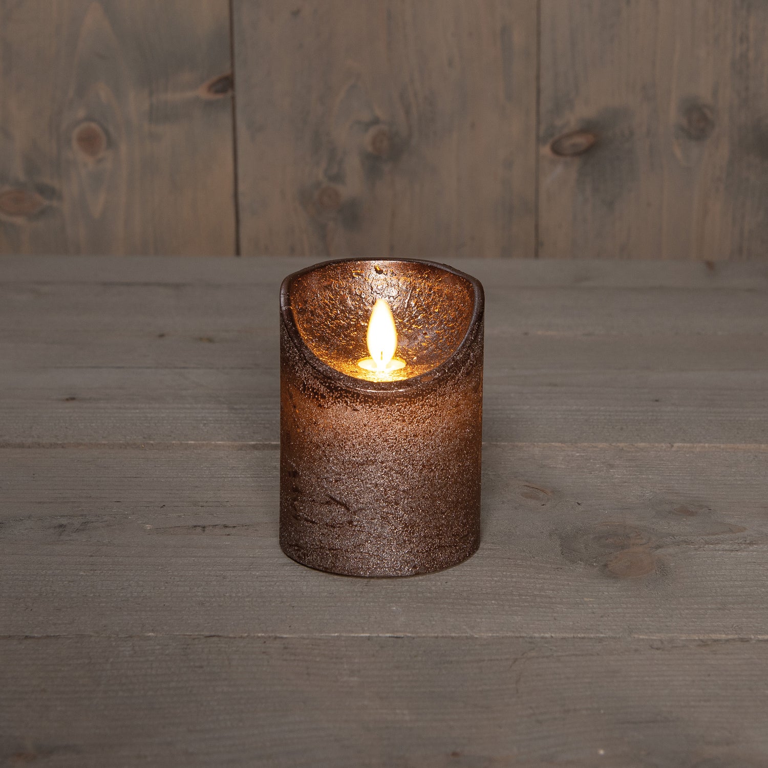 Anna's Collection LED stompkaars met timer brons D 7,5 H 10 cm