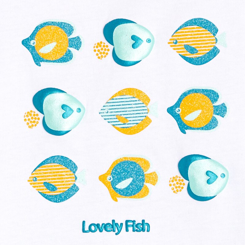 Pyjama court poissons blanc bébé fille Blanc