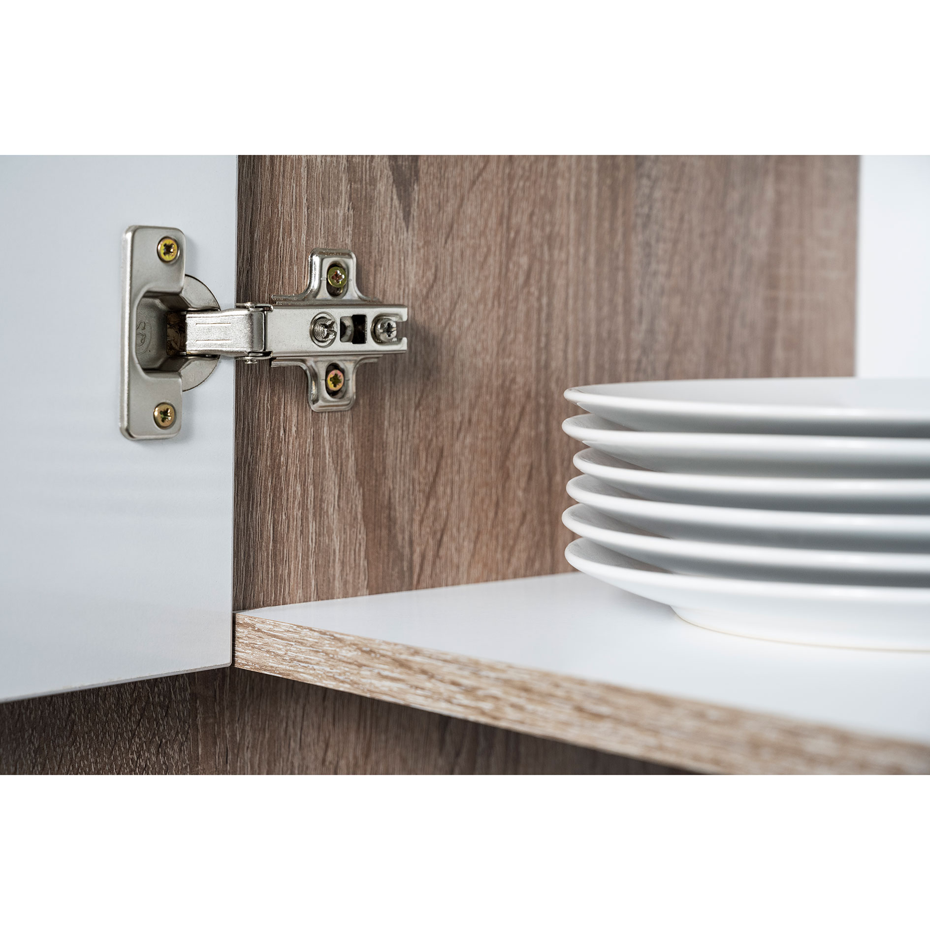 RESPEKTA Singleküche OLIVER - weiß - Eiche York - mit E-Geräten - 150 cm