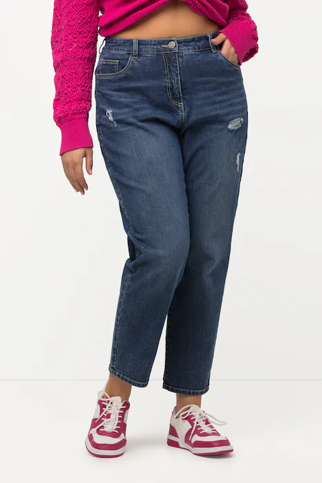 Mom-Jeans, lässige Passform, 5-Pocket-Schnitt, blue denim