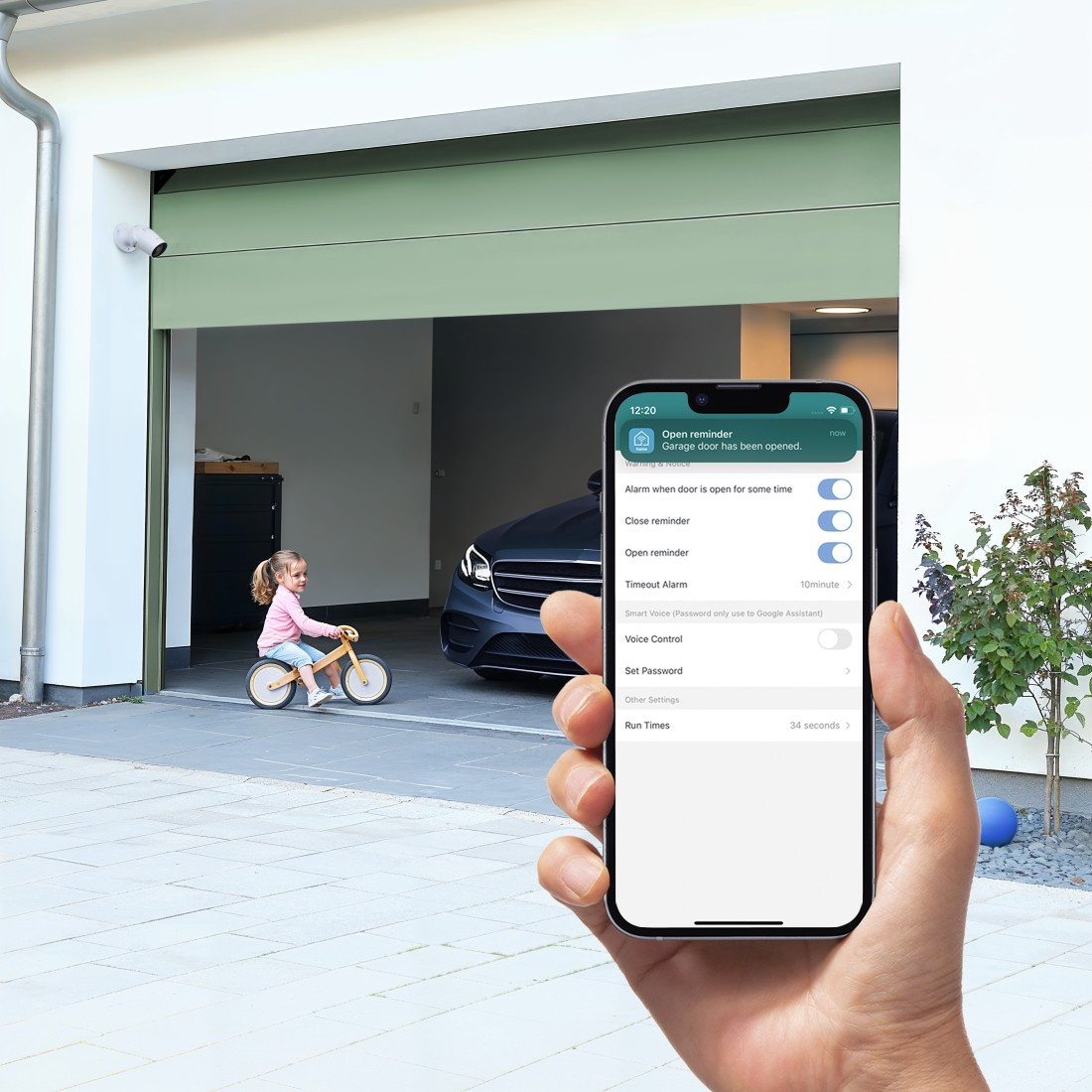Smarter Garagentor-Öffner mit Sensor / WLAN und App für Android (00176680) - Schwarz