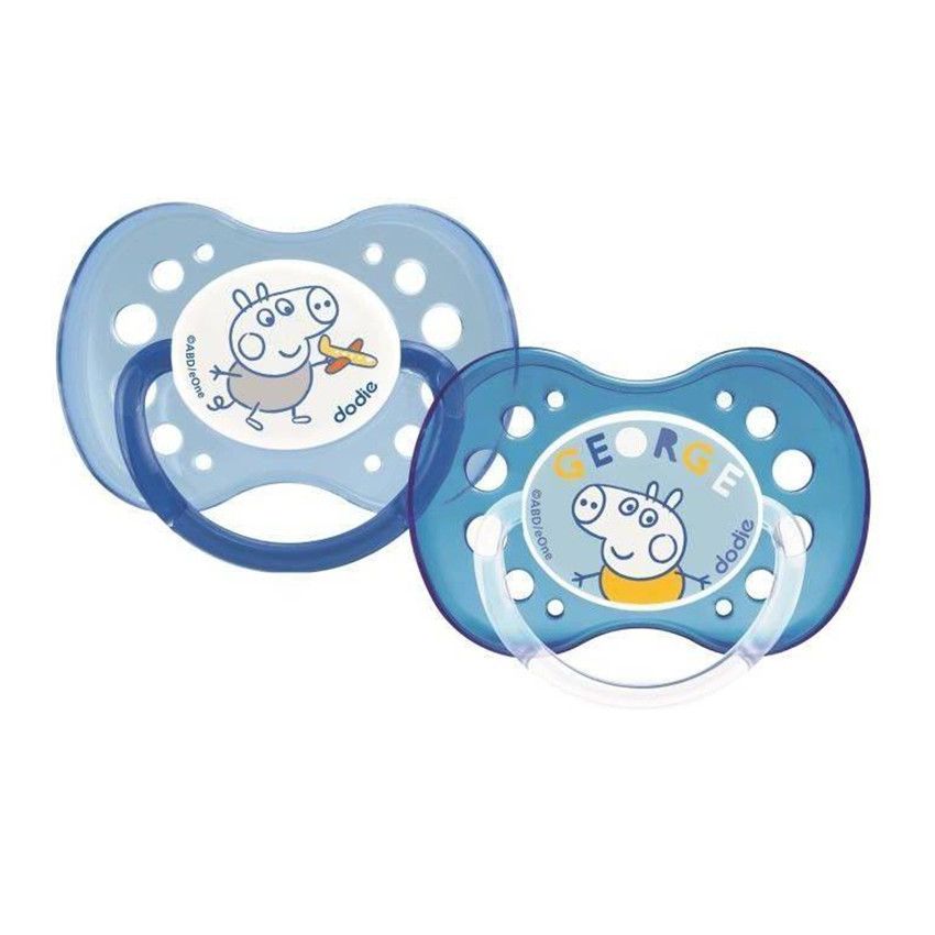 Lot de 2 sucettes anatomiques en silicone 18m+ - Peppa Pig - Ecru