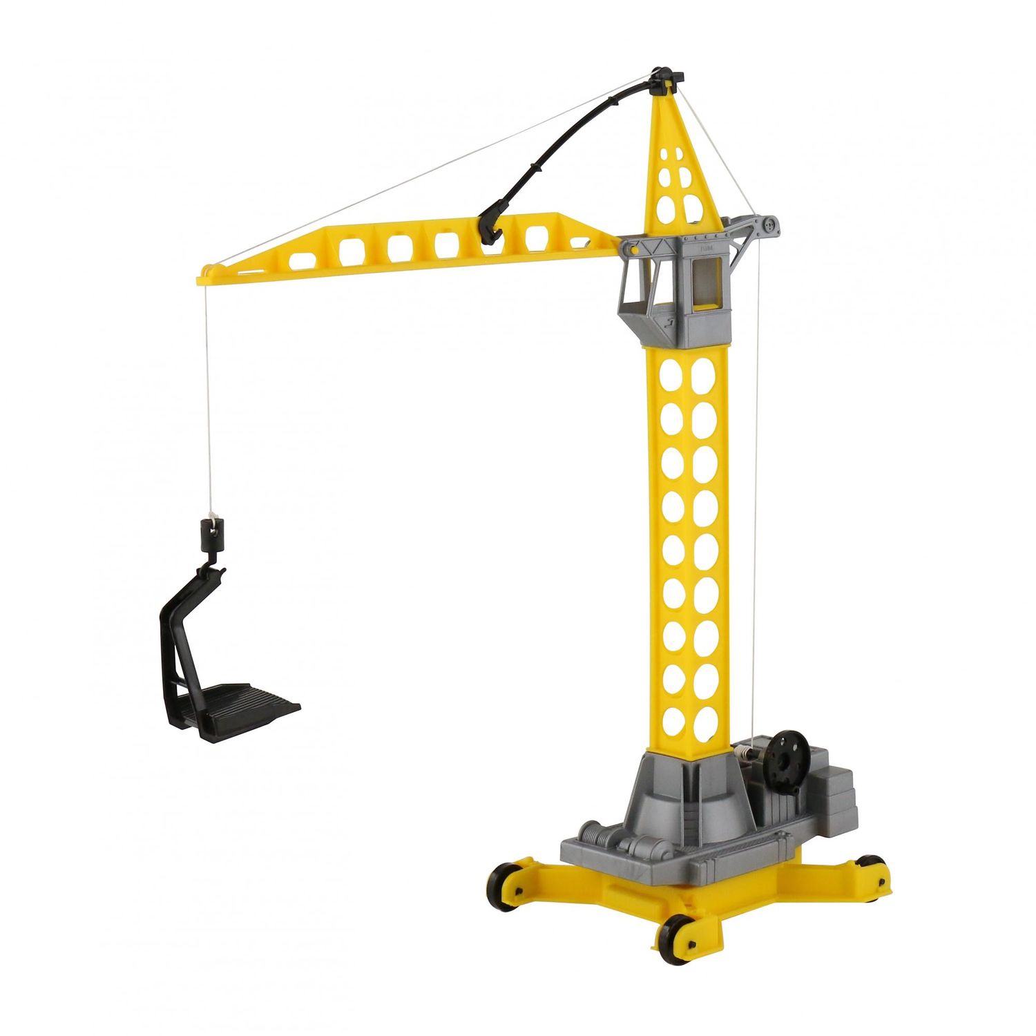 Polesie Spielzeug Baukran 56429, verstellbarer Kranarm, vier Räder, Höhe 51,5 cm gelb