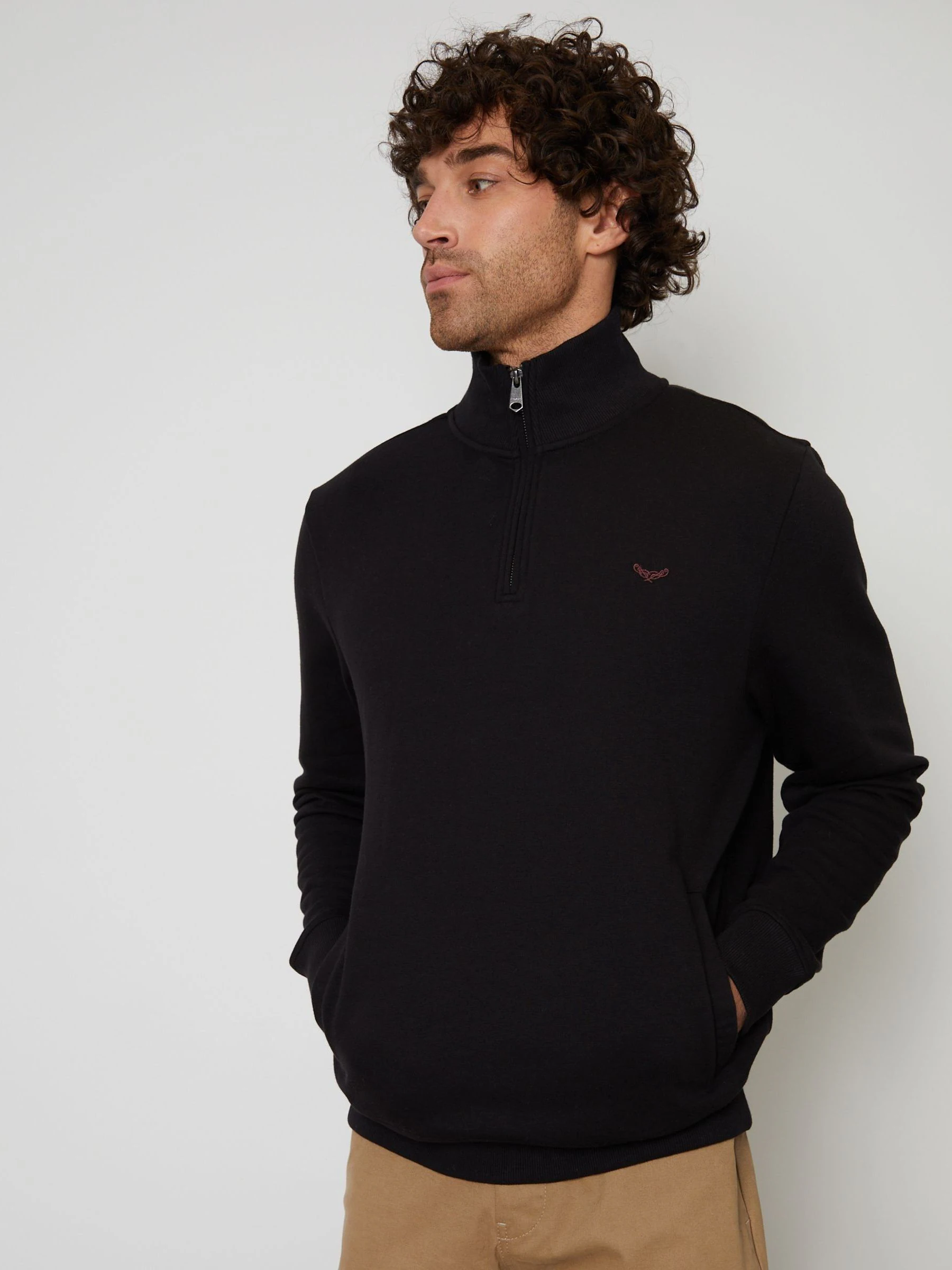 Zwart - Threadbare - Sweatshirt met korte rits aan de hals