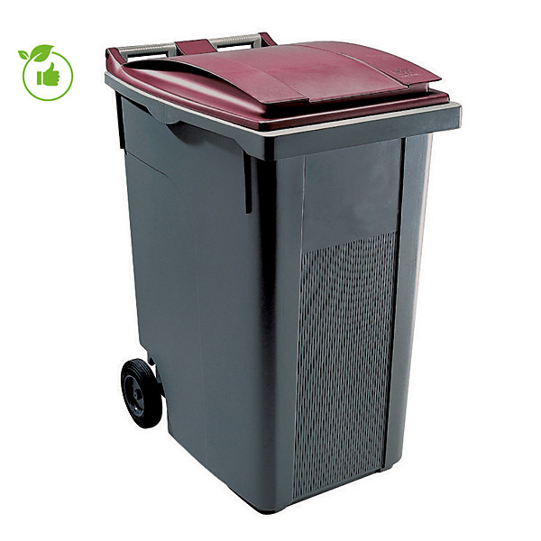 Conteneur poubelle 2 roues SULO prise frontale 360 L gris/ rouge
