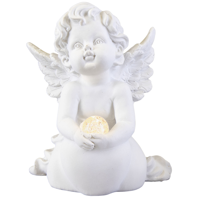 Putte mit LED-Ball - aus Polyresin - 10 x 9 x 13 cm - 1 Stück