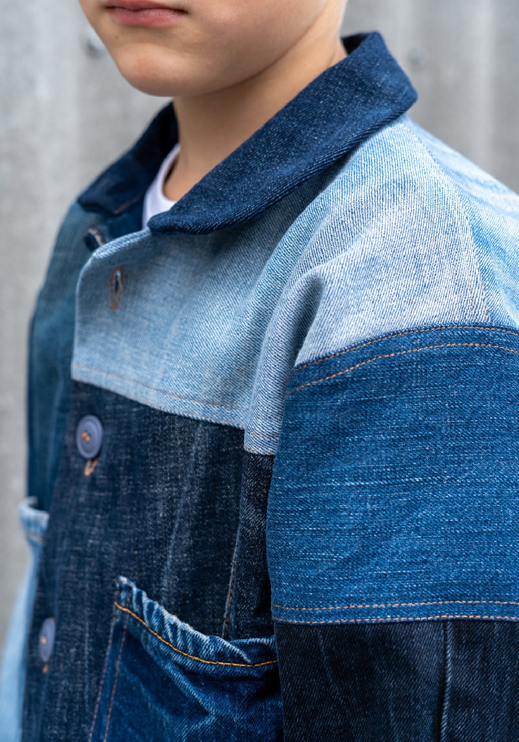 RRREVOLVE x Mini Etiquette Kinderjacke Patchwork Denim