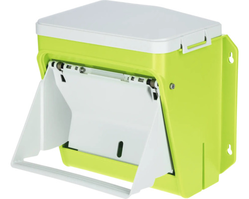 KERBL Smart Coop voerautomaat met trapklep, voor ca. 7,5 kg, 10 l pluimveevoer, kippenvoer, groen en wit