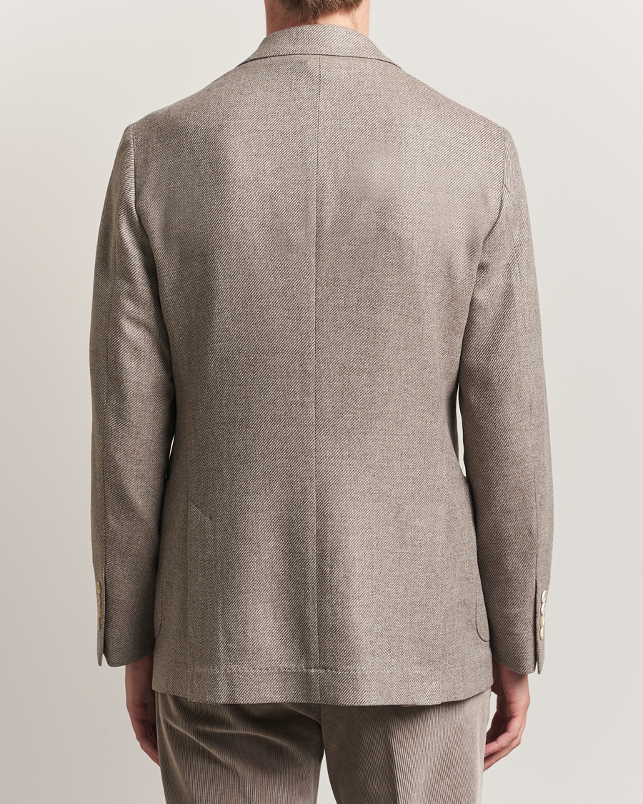 Brunello Cucinelli Single Breasted Wool/Cashmere Twill Blazer Beige
