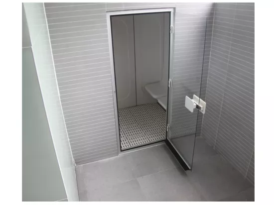 Hammam droit ILIADE 4 places avec sièges ergonomiques, panneau de contrôle extérieur et sonde de température - L190 x l 130 x H225 cm